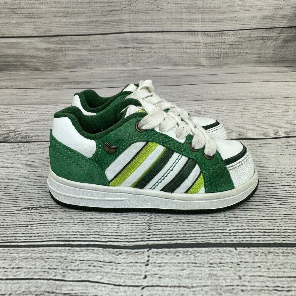 Next Low Top Sneakers Toddler Size 9 Athletic Stripped Shoes - Green / White